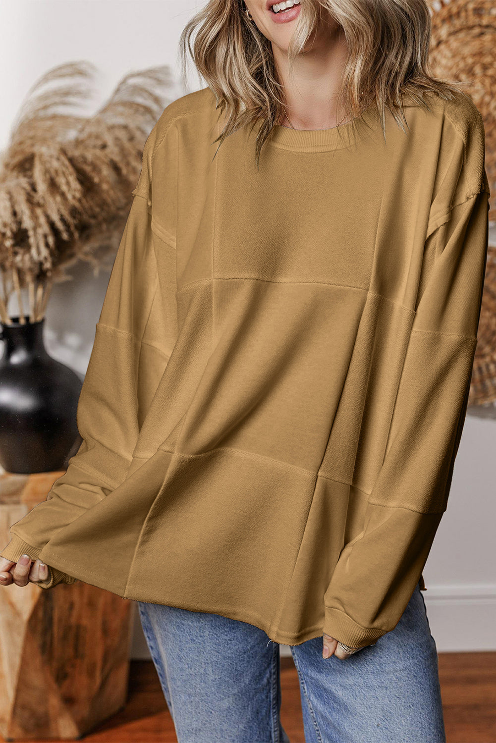 Ava Drop Shoulder Baggy Sweatshirt - Threaded Pear