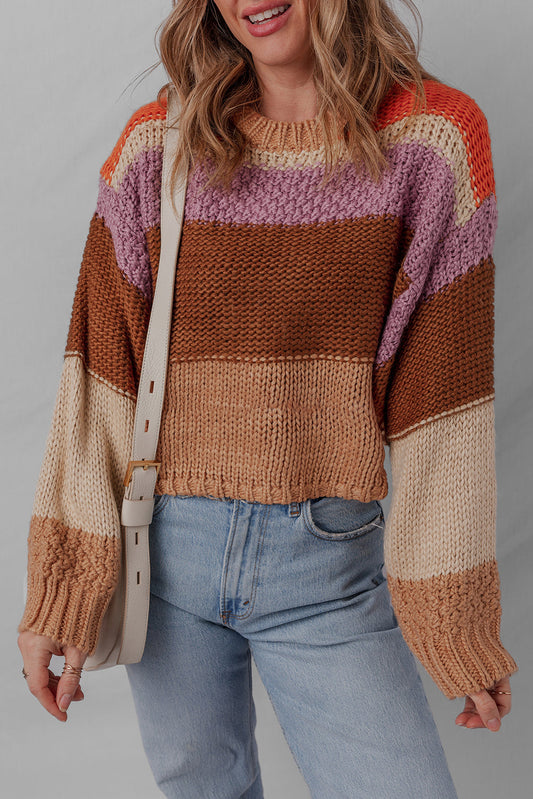 Lydia Cropped Knitted Sweater - Threaded Pear