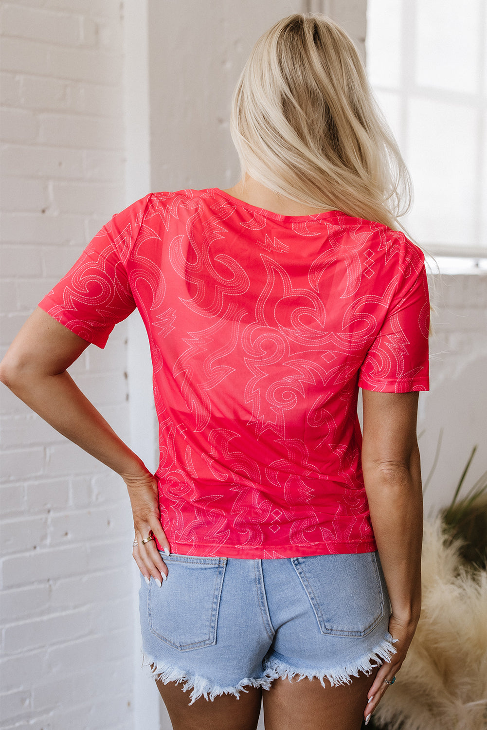 Nori Western Girls Mesh Top - Threaded Pear