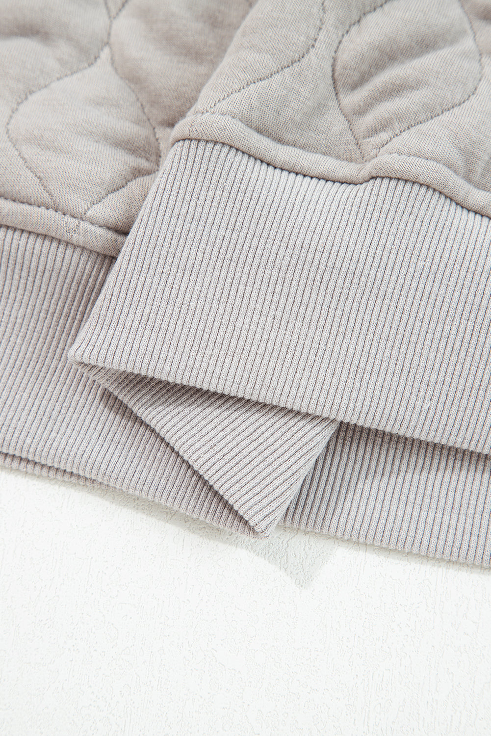 Gray Quilted Quarter Zip Plus Size Hoodie - Threaded Pear