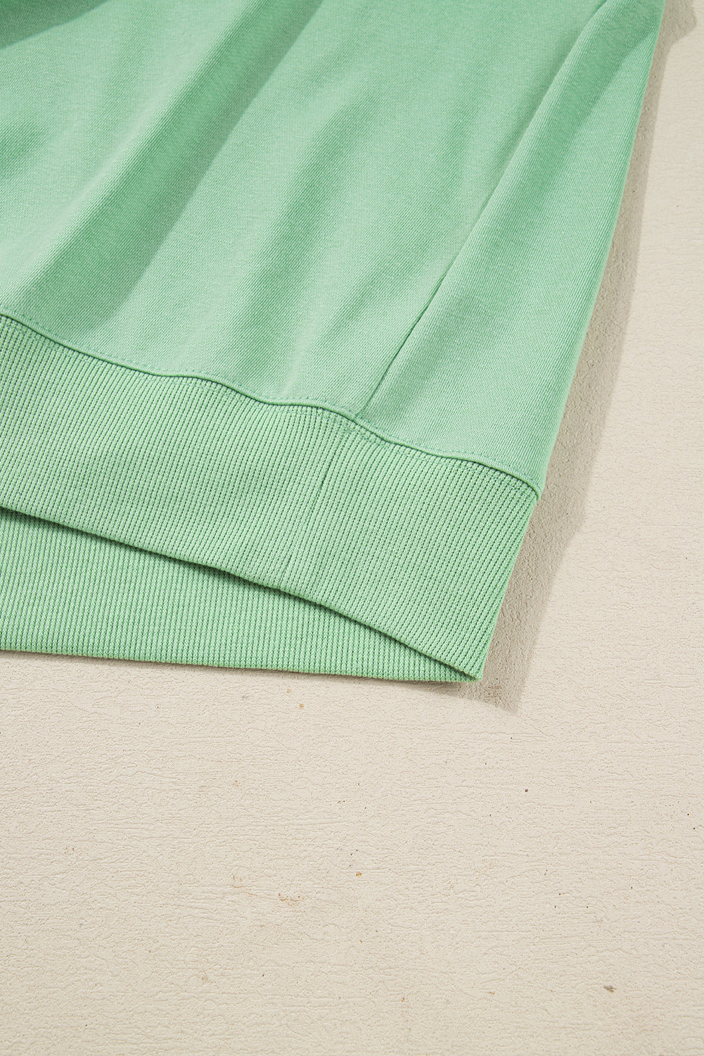 Moonlight Jade Color Block Striped Patchwork Collar V Neck Plus Size Sweatshirt - Threaded Pear