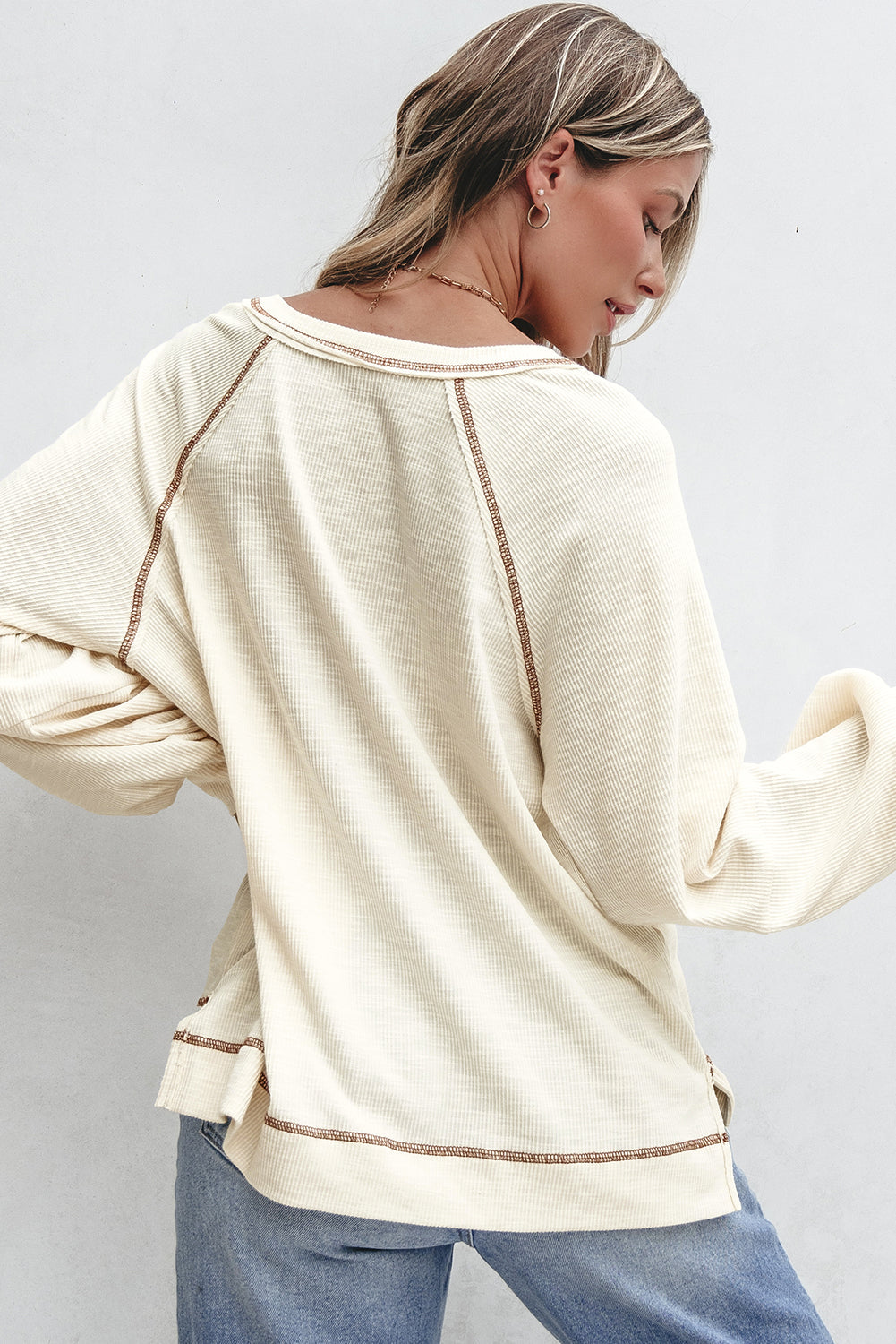 Sophia Textured Knit Pullover Top - Threaded Pear
