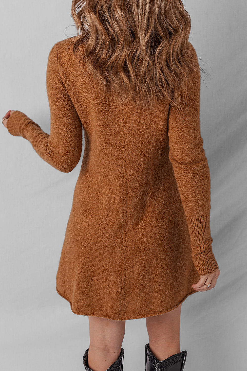 Madeline Ribbed Mini Sweater Dress - Threaded Pear