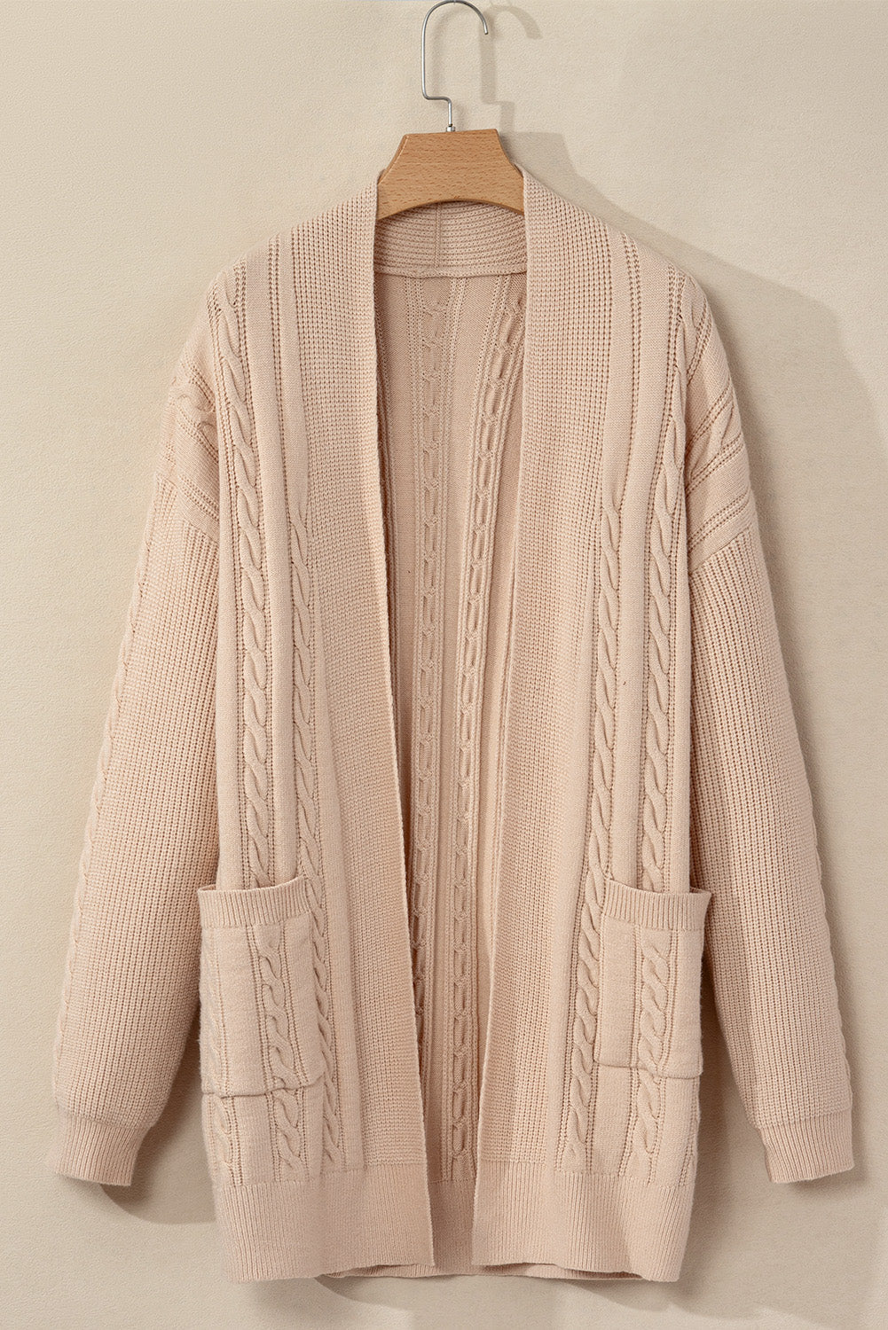 Jade Oversize Chunky Cable Knit Midi-length Cardigan - Threaded Pear