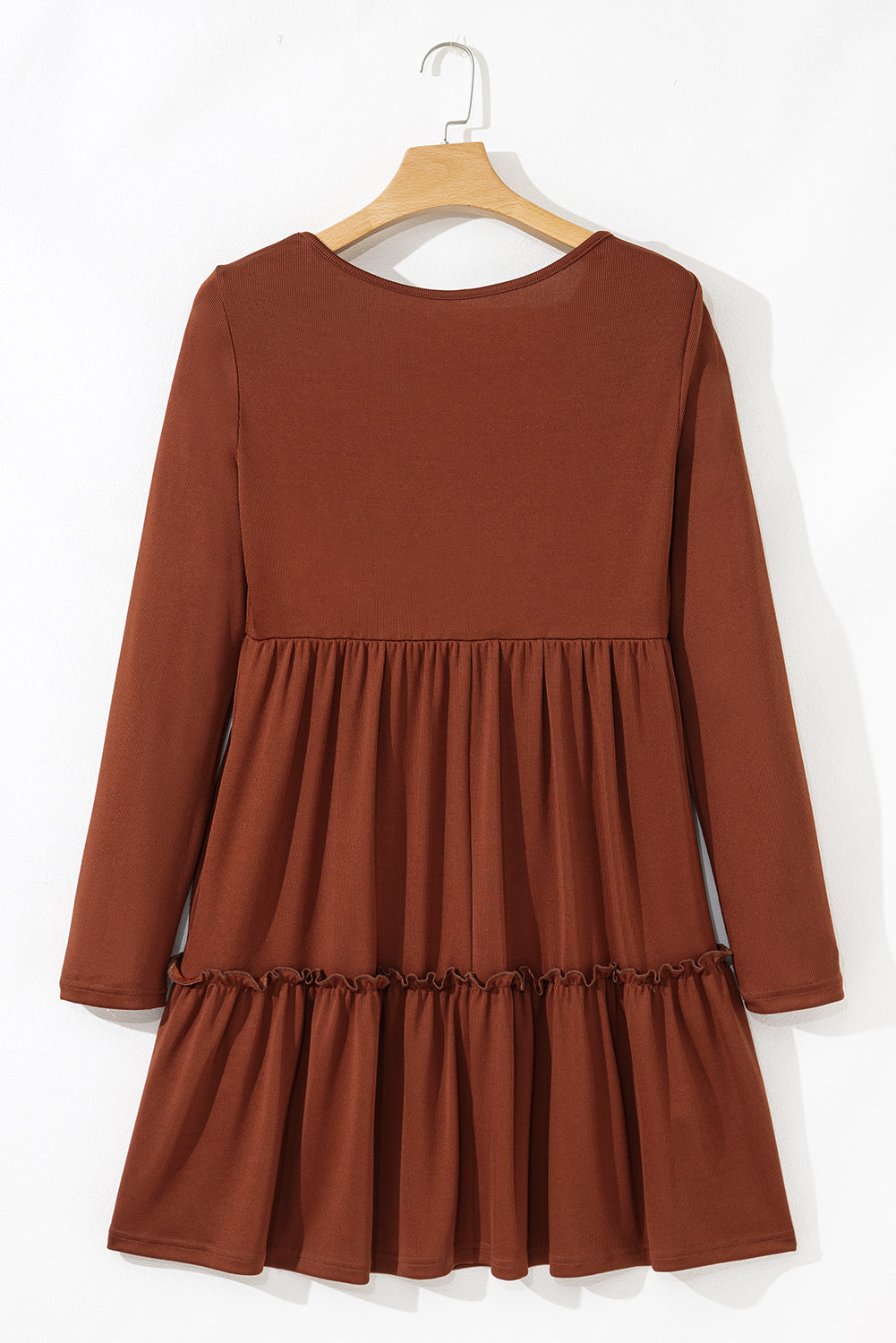 Everleigh Ribbed Frilled Trim High Waist Dress - Threaded Pear