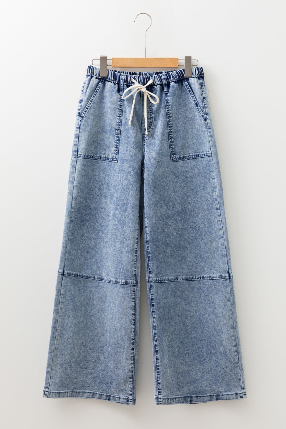 Abigail Drawstring Elastic Waistband Jeans - Threaded Pear