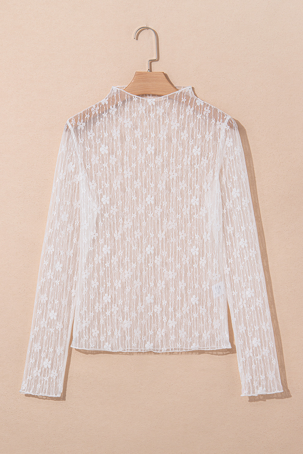 Adalynn Sheer Floral Lace Long Sleeve Top - Threaded Pear