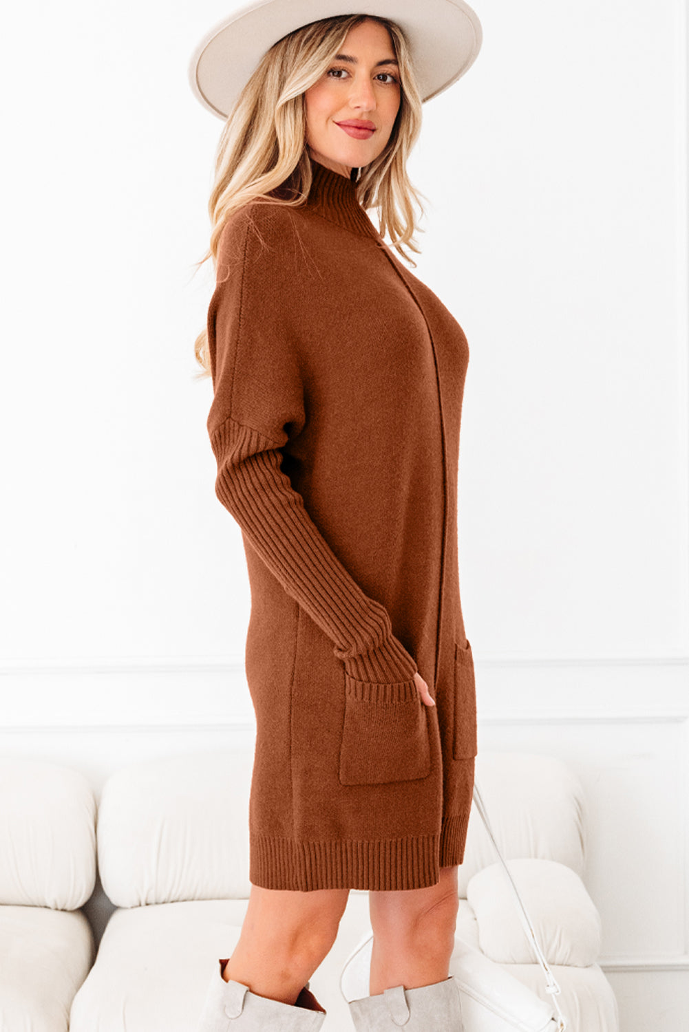 Mia Center Seam Shift Sweater - Threaded Pear