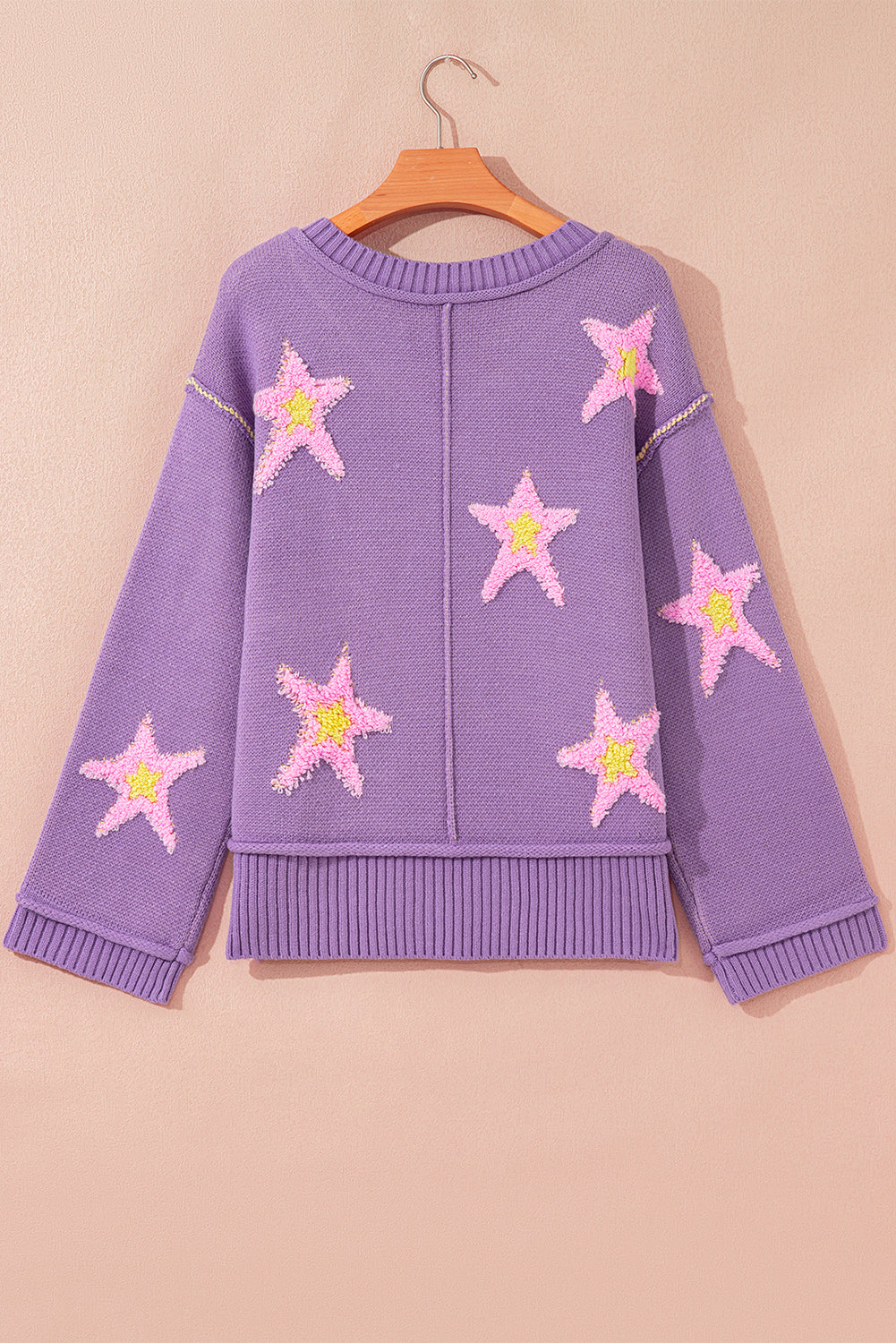 Aubrey Brushed Star Oversize Sweater - Threaded Pear
