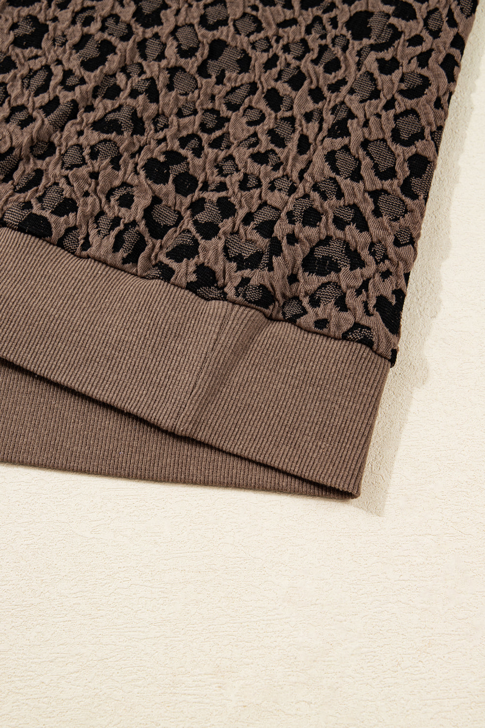 Annie Ribbed Trim Leopard Top - Threaded Pear