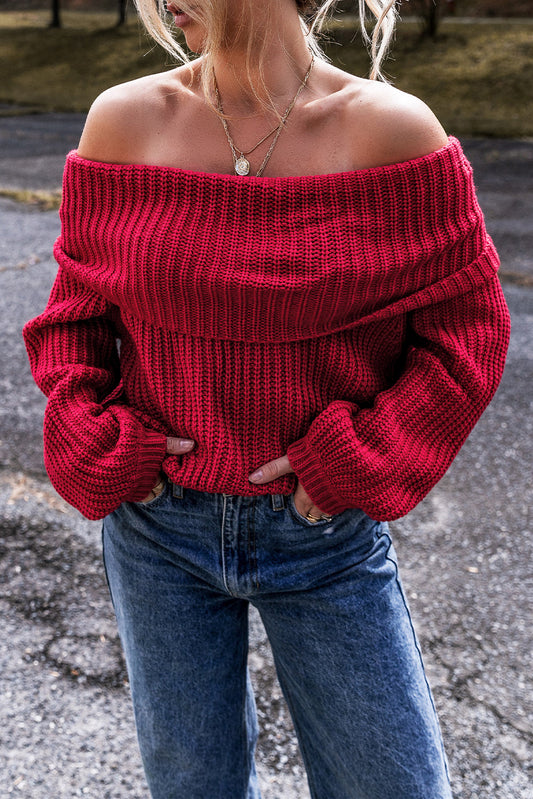 Eleanor the Shoulder Knit Sweater - Threaded Pear