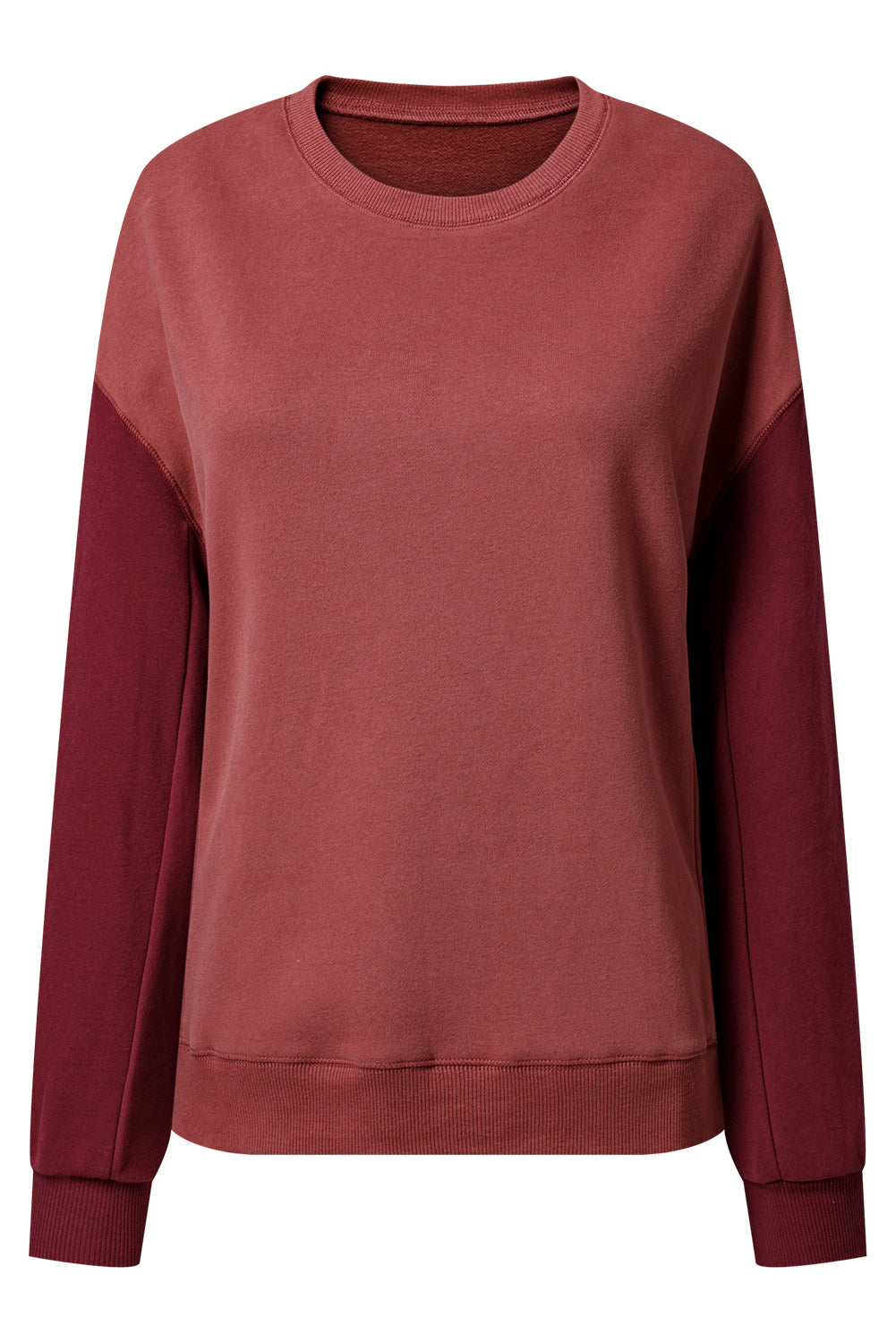Ella Patchwork Drop Shoulder Pullover - Threaded Pear