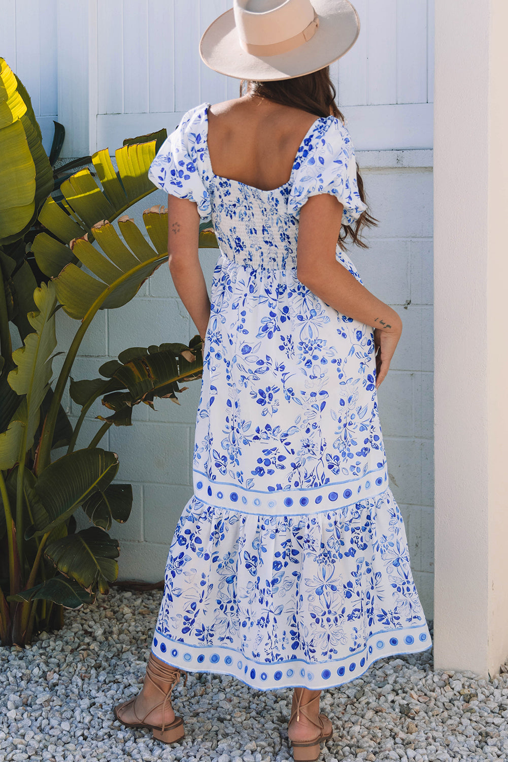 Lea Floral Square Neck Maxi Dress - Threaded Pear