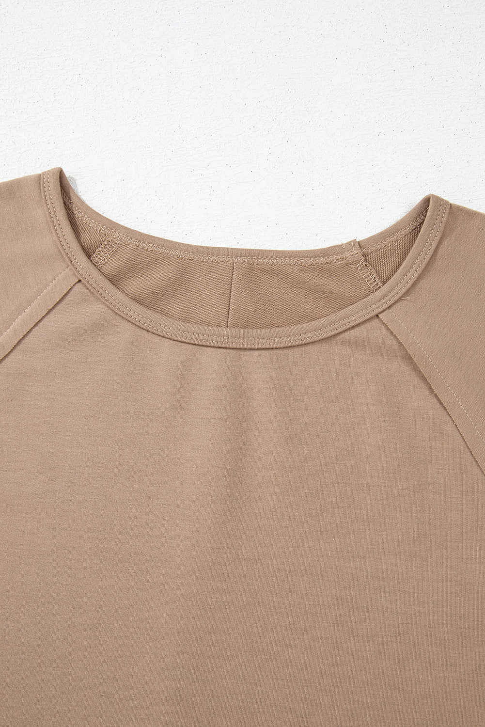 Light French Beige Flower Striped Patchwork Puff Sleeve Loose PLUS Sweatshirt - Threaded Pear