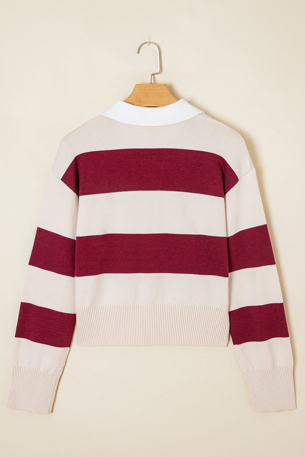Olivia Knitted Polo Collar Sweater - Threaded Pear
