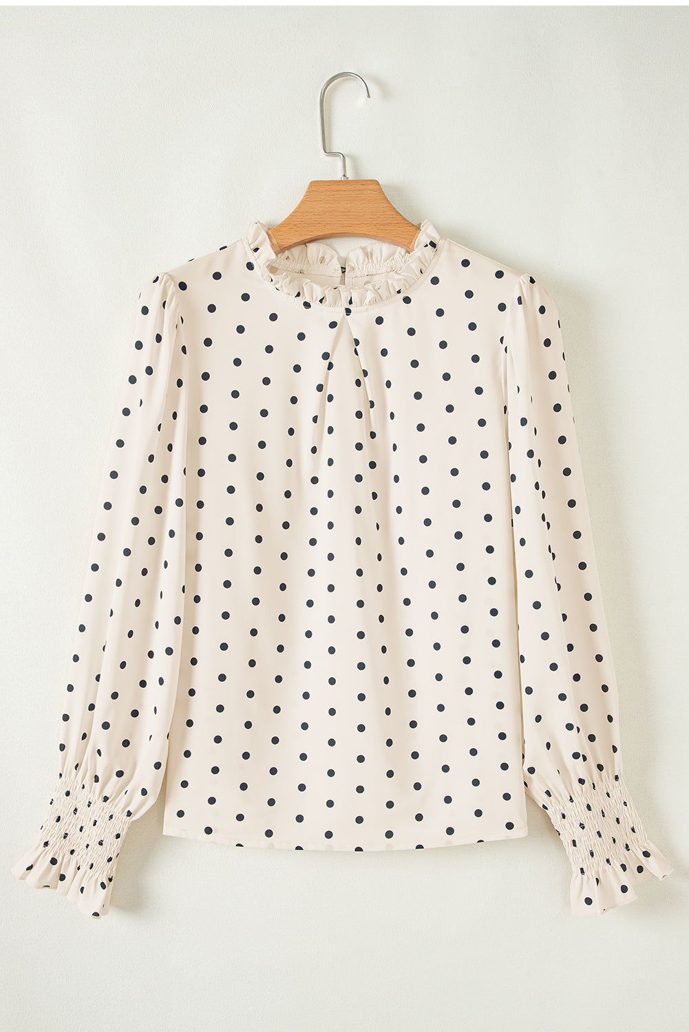 Catalina Polka Dot Lantern Sleeve Blouse - Threaded Pear