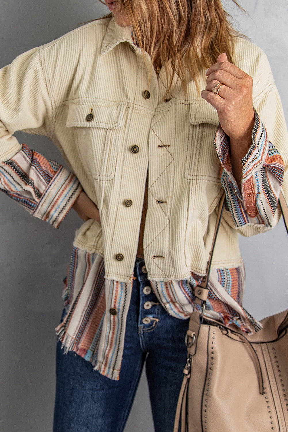 Lyla Button Up Corduroy Jacket - Threaded Pear
