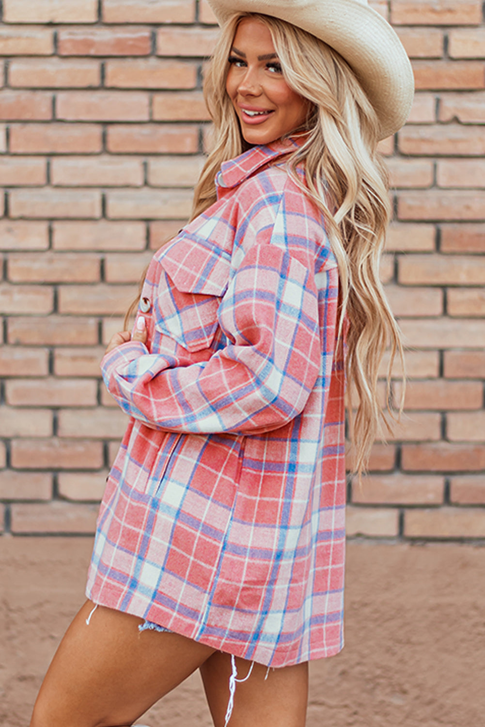 Natalie Plaid Button Up Shacket - Threaded Pear