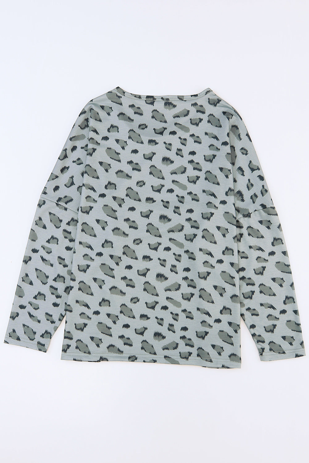 Evelyn Print Stitching Loose Long Sleeve Top - Threaded Pear
