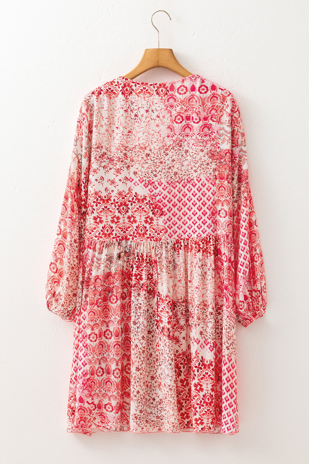 Melody Floral Tassel Tie Long Sleeve Mini Dress - Threaded Pear