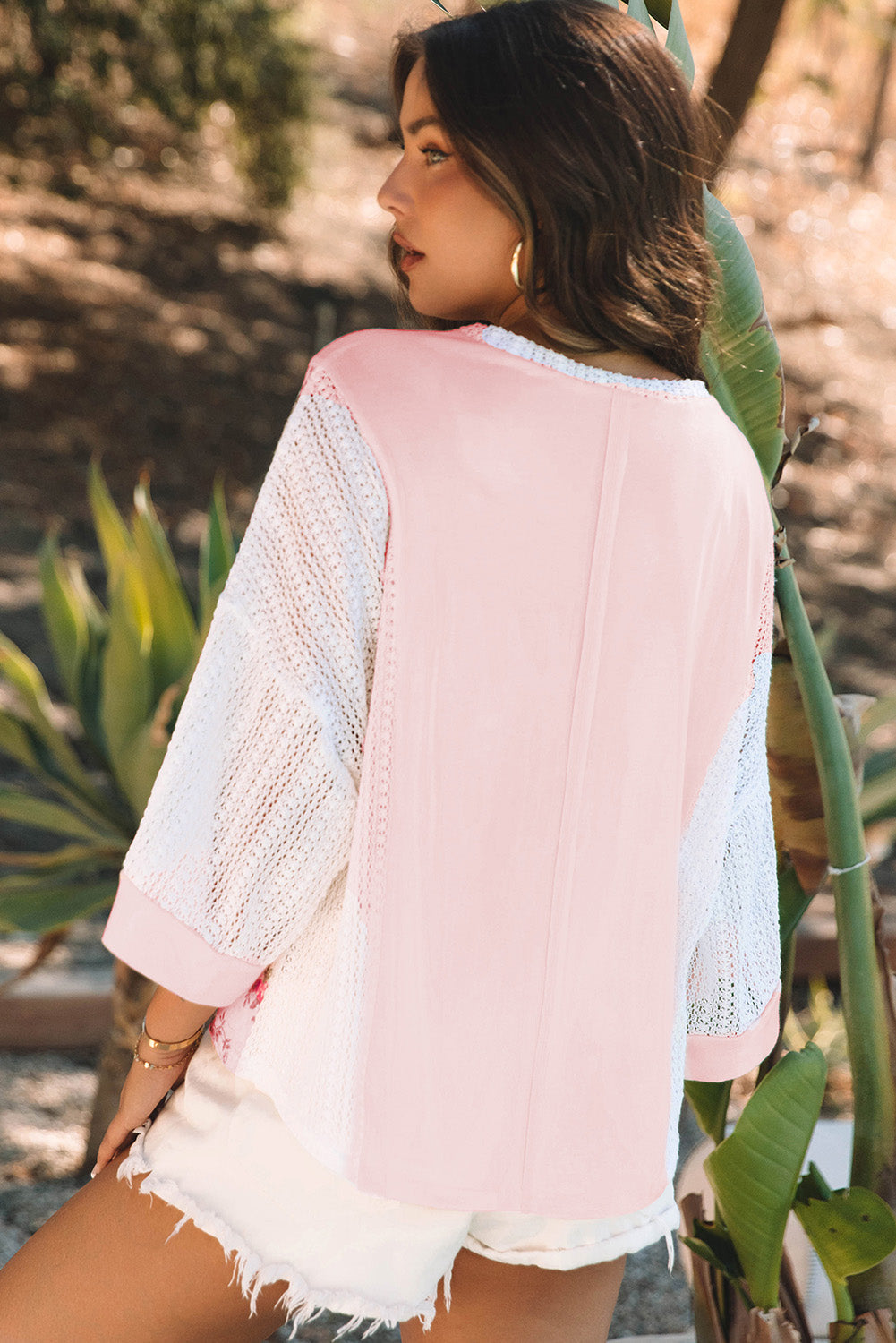 Aubree Floral Lace Crochet Patchwork Blouse - Threaded Pear