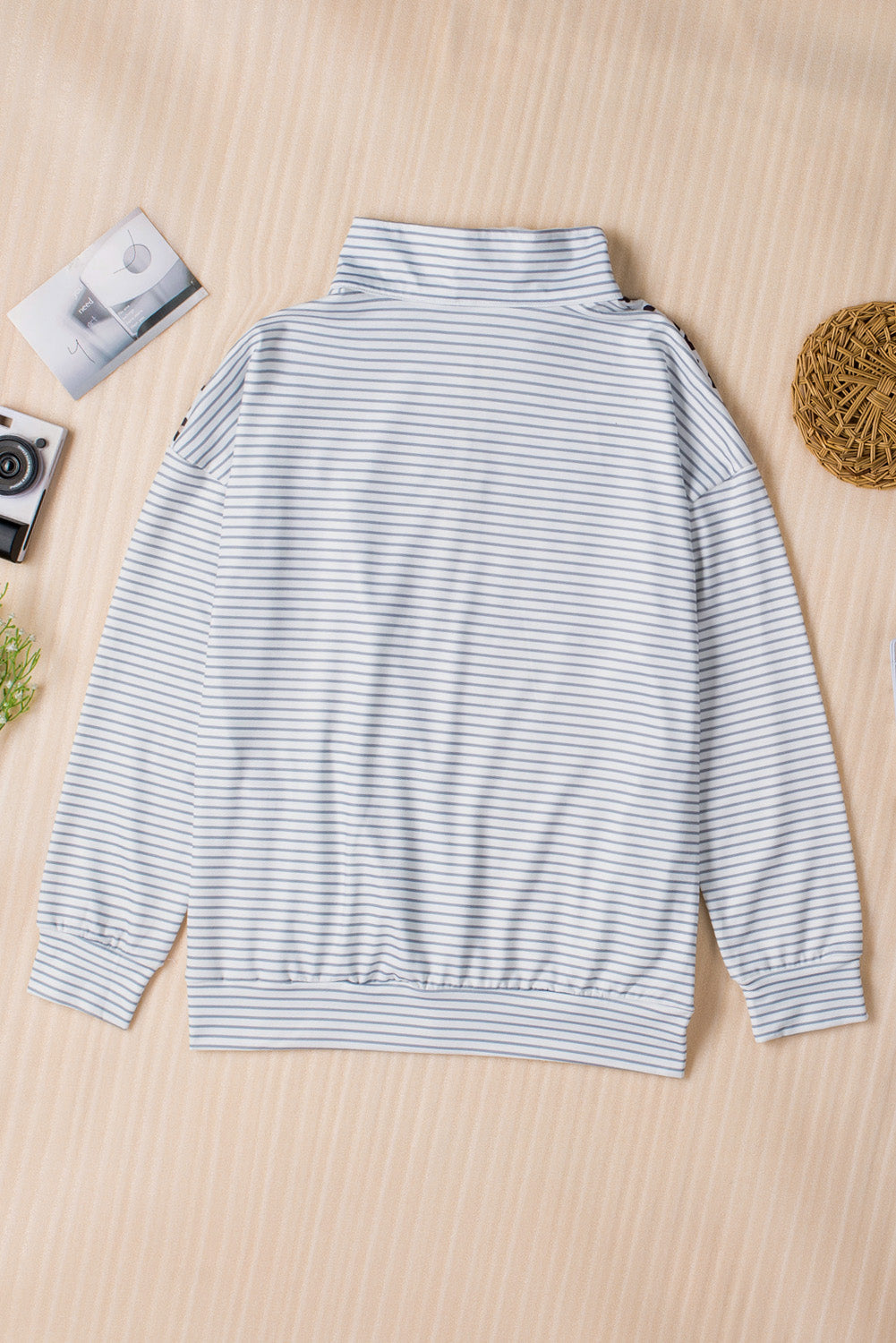Amelia Zipper Collar Striped Sweatshirt