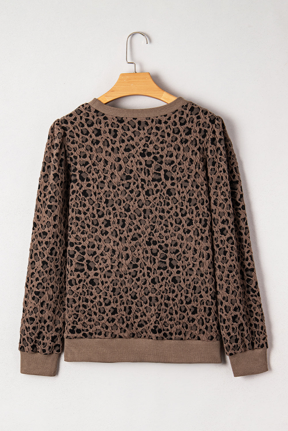 Annie Ribbed Trim Leopard Top - Threaded Pear