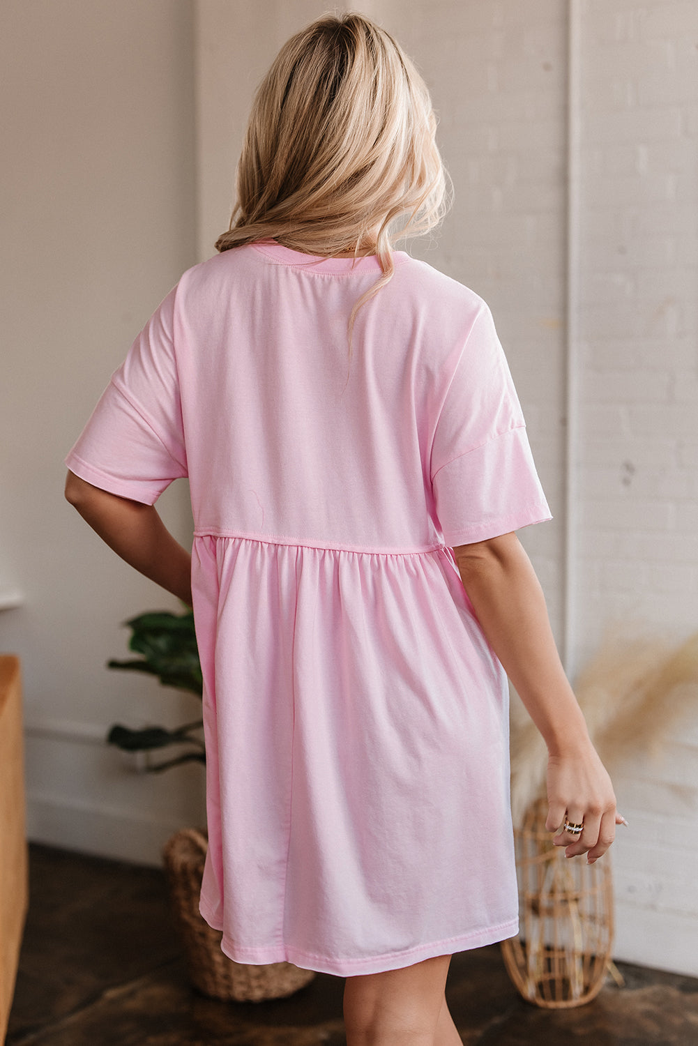 Estella Pocketed Raw Edge Babydoll Dress - Threaded Pear