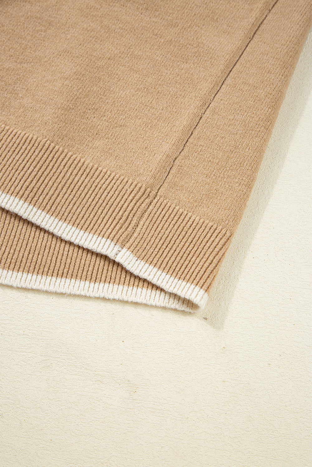 Ava Cuff Contrast Trim Sweater - Threaded Pear