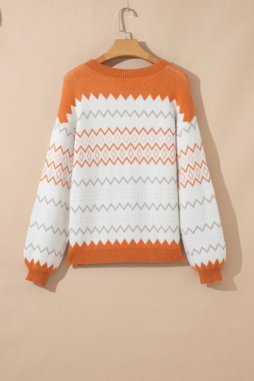 Daphne Zigzag Knitted Pullover Sweater - Threaded Pear