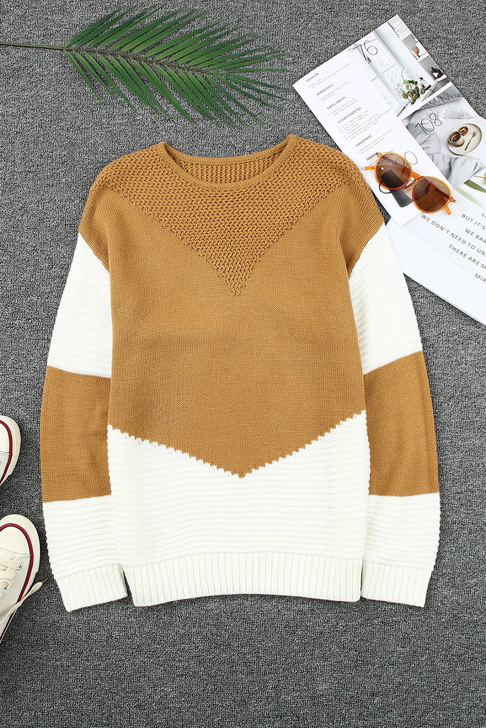 Avery tone Chevron Pullover Sweater - Threaded Pear