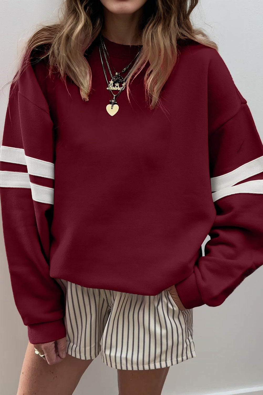 Taylor Striped Oversized Sweatshirt - Threaded Pear