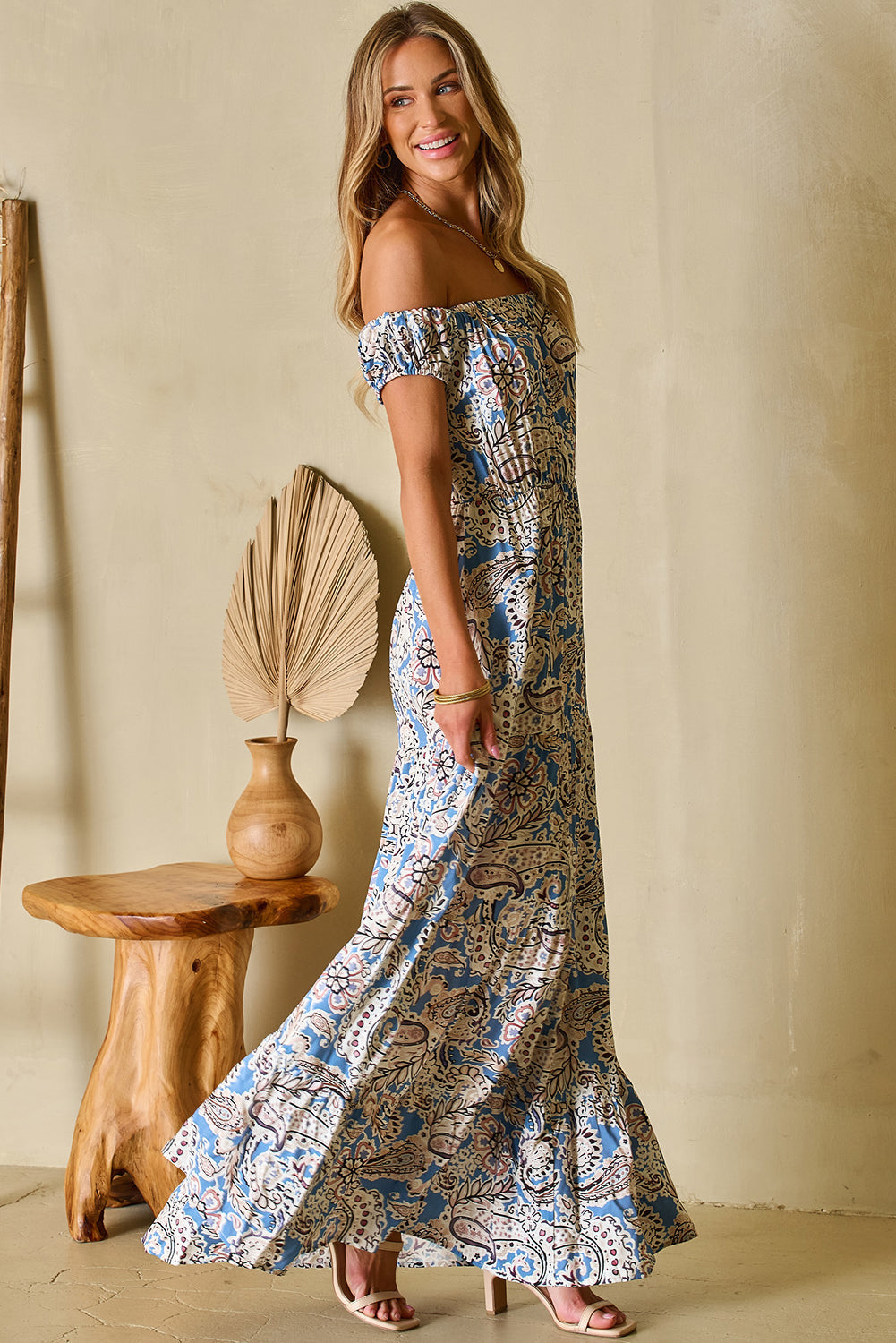 Bria Off Shoulder Maxi Dress - Threaded Pear