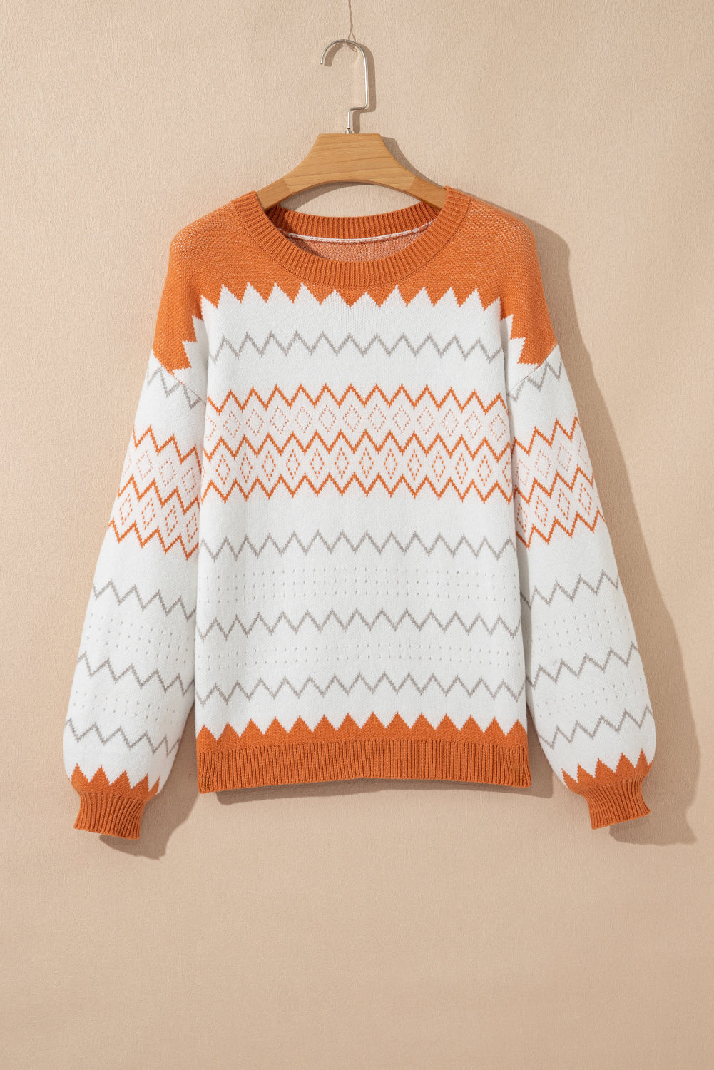 Daphne Zigzag Knitted Pullover Sweater - Threaded Pear