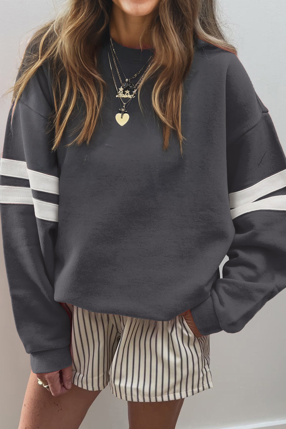 Taylor Striped Oversized Sweatshirt - Threaded Pear