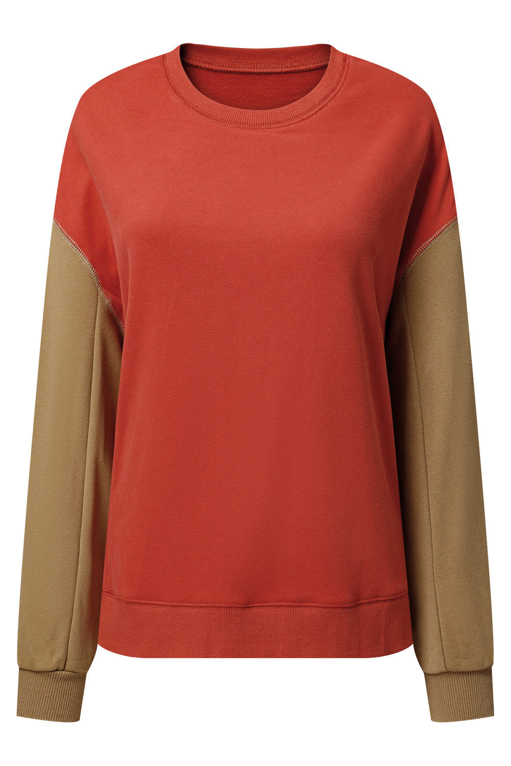 Ella Patchwork Drop Shoulder Pullover - Threaded Pear