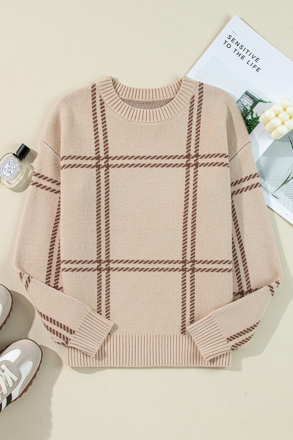 Madison Knitted Drop Shoulder Sweater - Threaded Pear