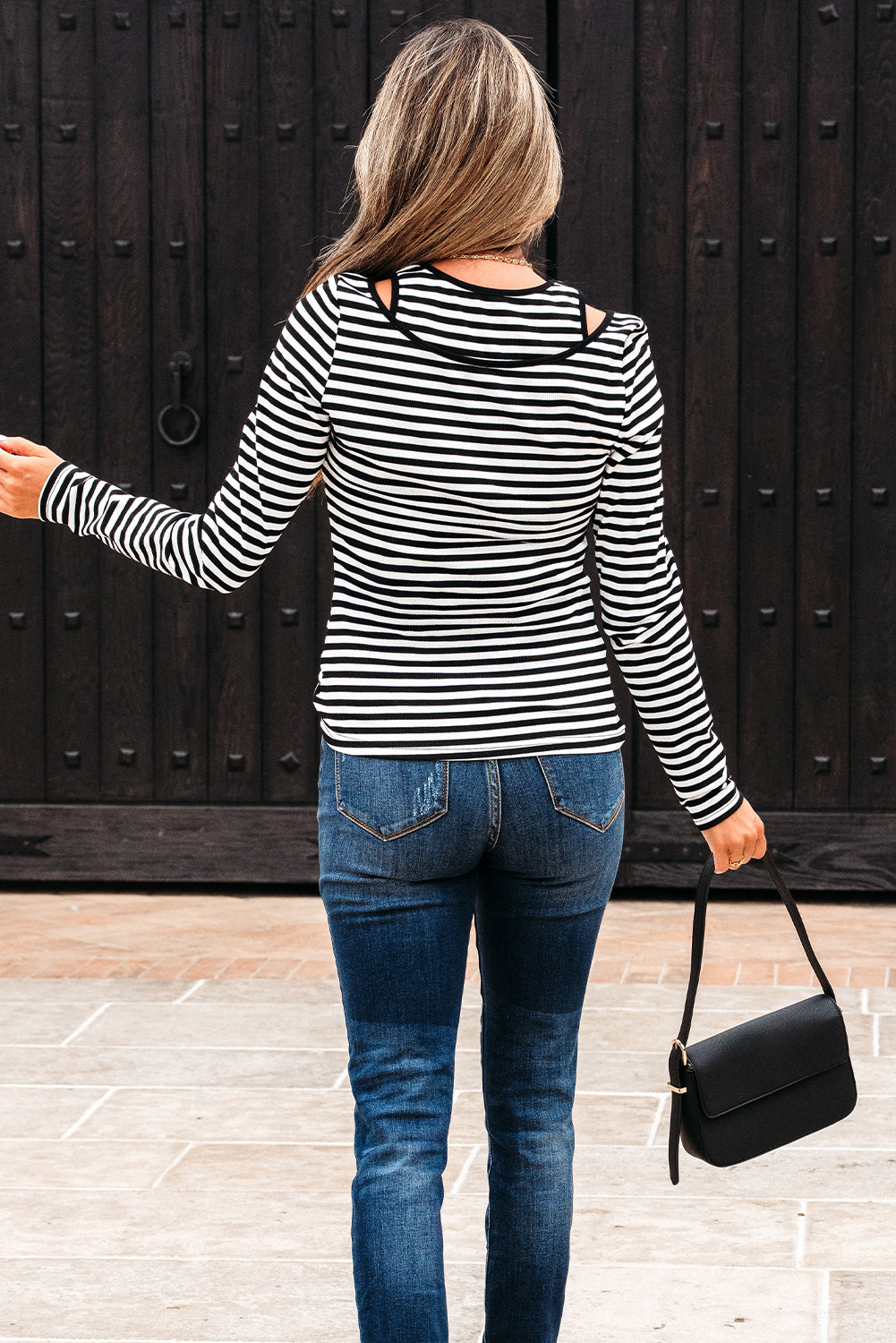 Remi Stripe Double-layer Long Sleeve Top - Threaded Pear