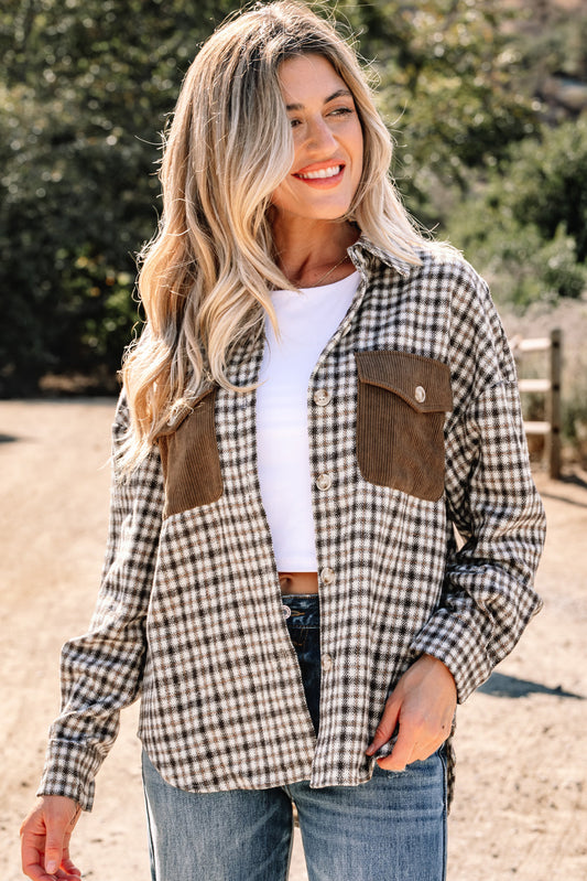 Ava Flap Patchwork Plaid Shacket