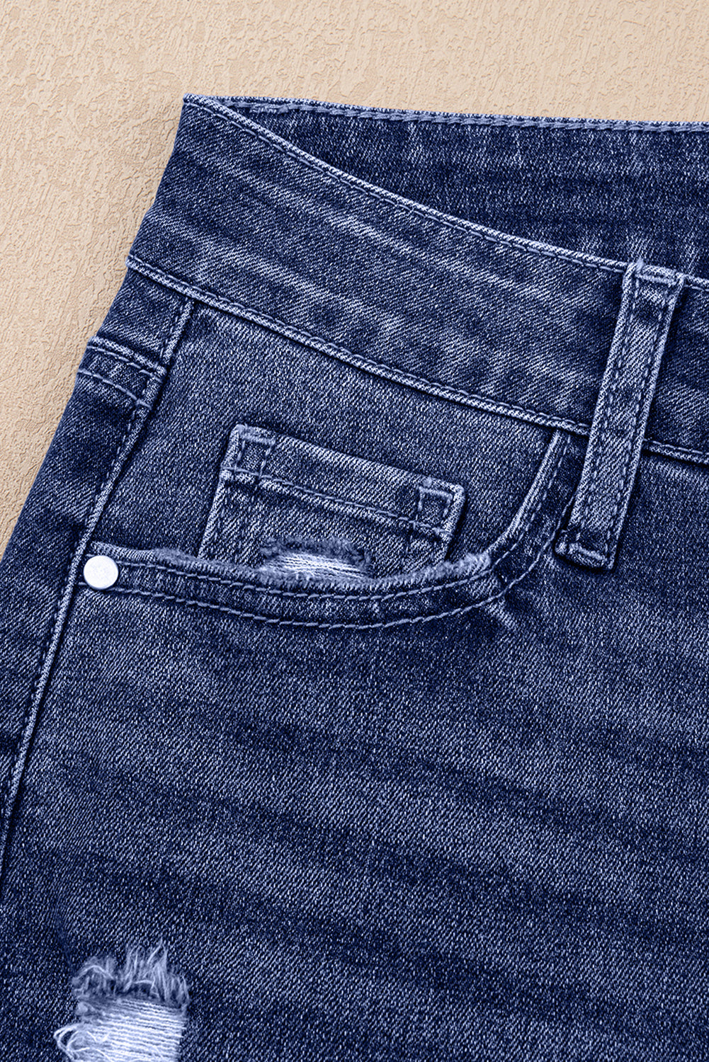 Jacy Cuffs Distressed Straight High Waist Jeans - Threaded Pear