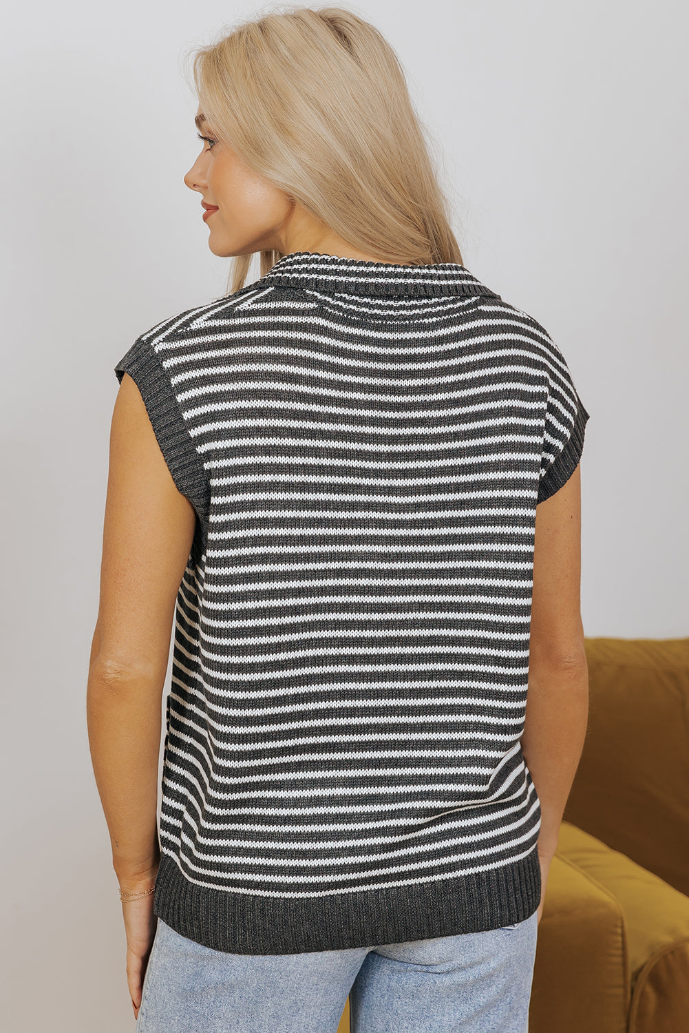 Teagan Stripe Sweater Vest - Threaded Pear