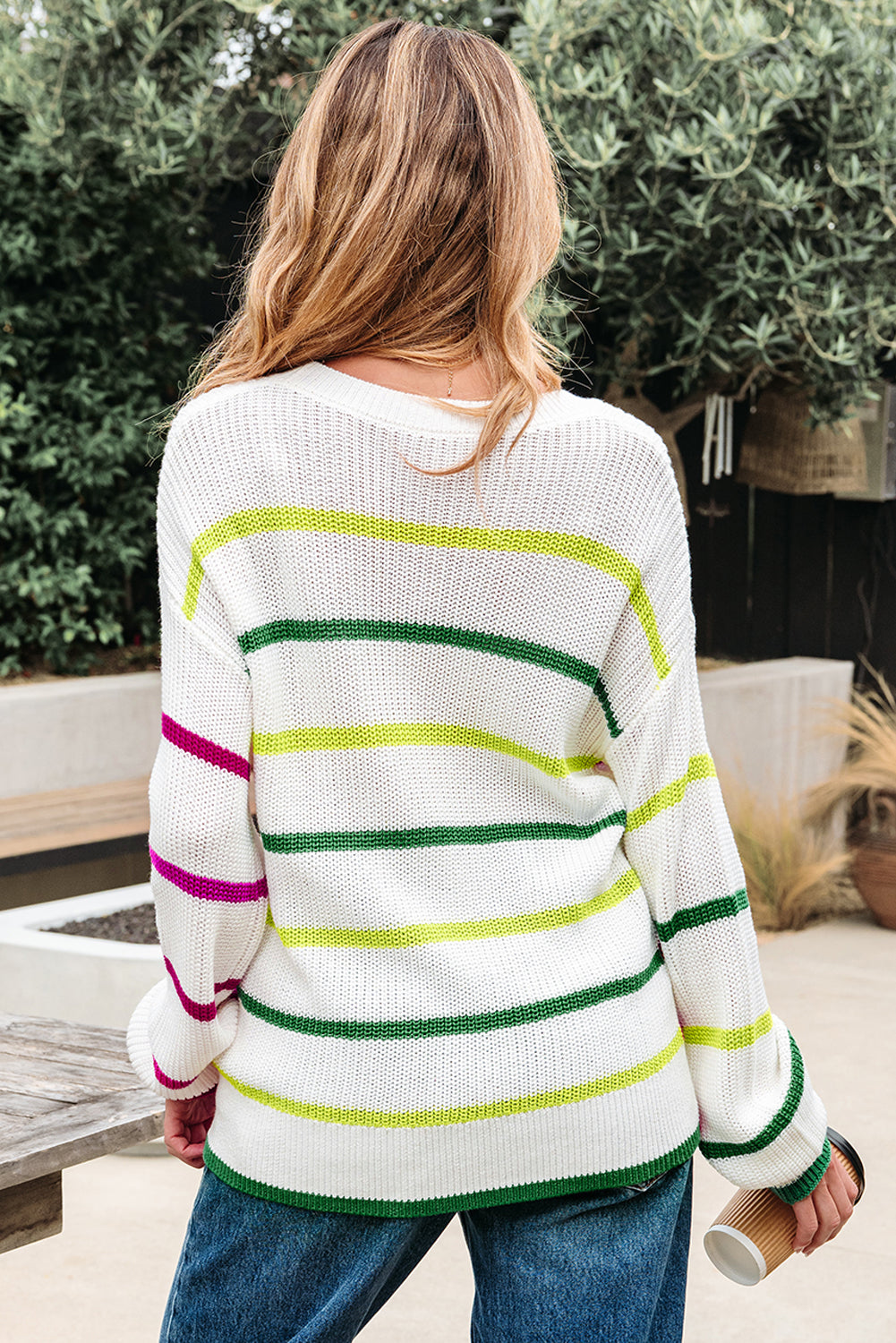 Emerson Colorful Striped Crew Neck Sweater - Threaded Pear