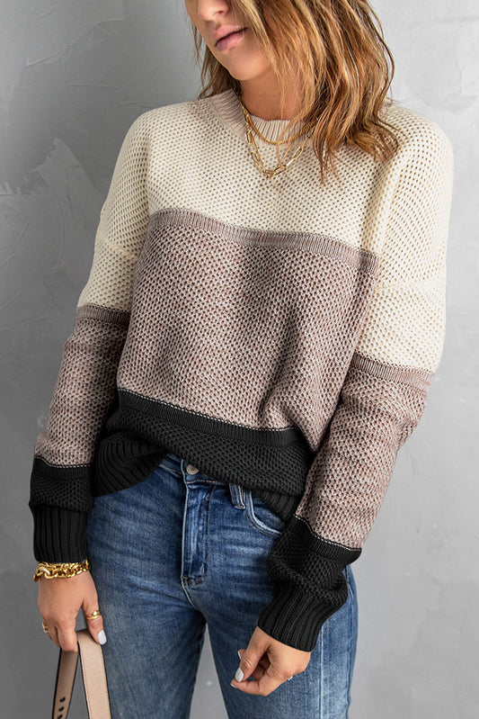 Elizabeth Netted Texture Pullover Sweater - Threaded Pear