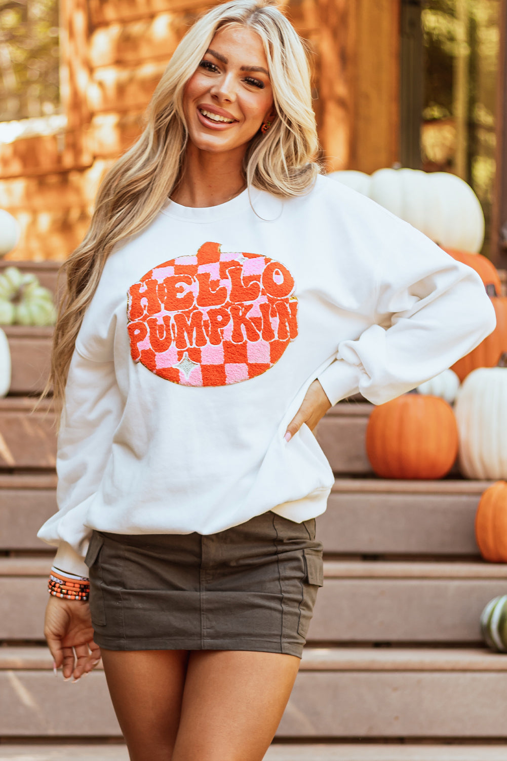 Blair Halloween Pumpkin Patched Pullover Sweatshirt - Threaded Pear