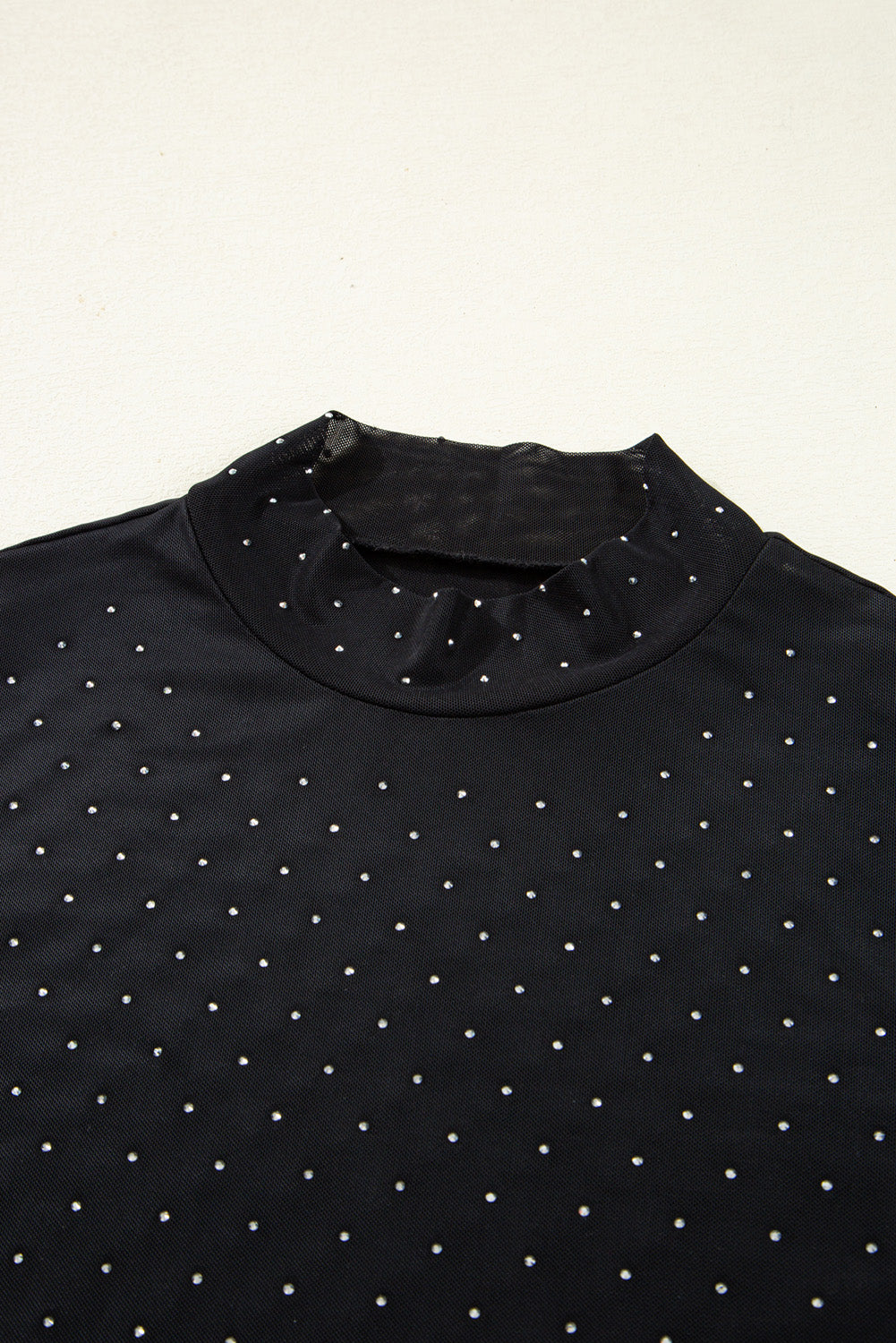 Anastasia Rhinestone Embellished Mesh Long Sleeve Top - Threaded Pear