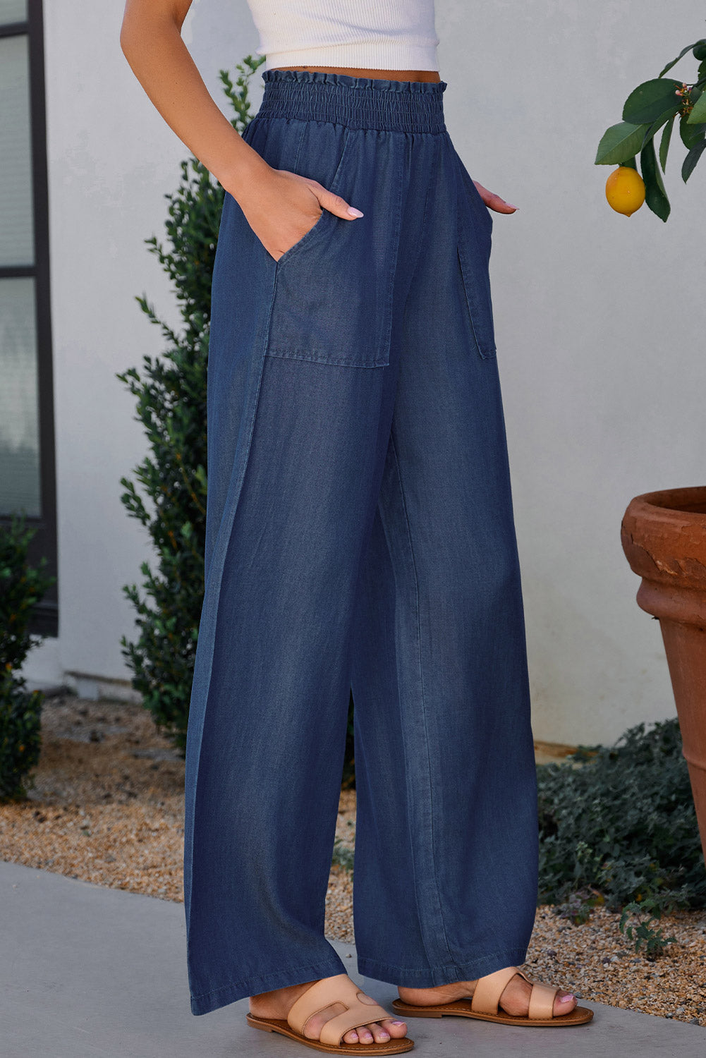 Solana High Waist Wide Leg Jeans - Threaded Pear