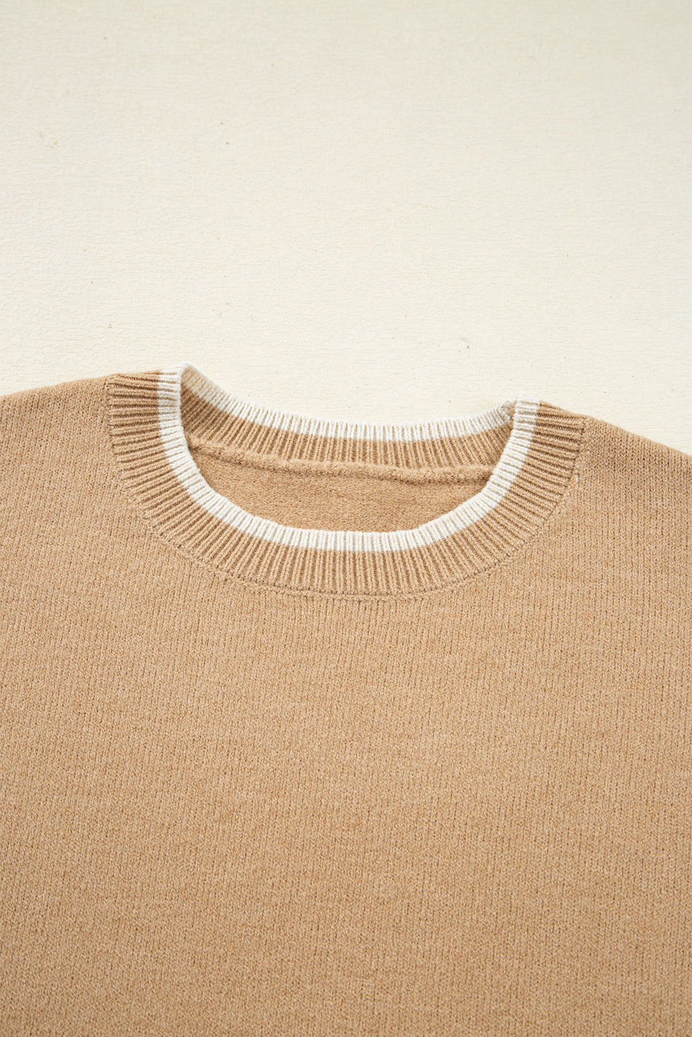Ava Cuff Contrast Trim Sweater - Threaded Pear