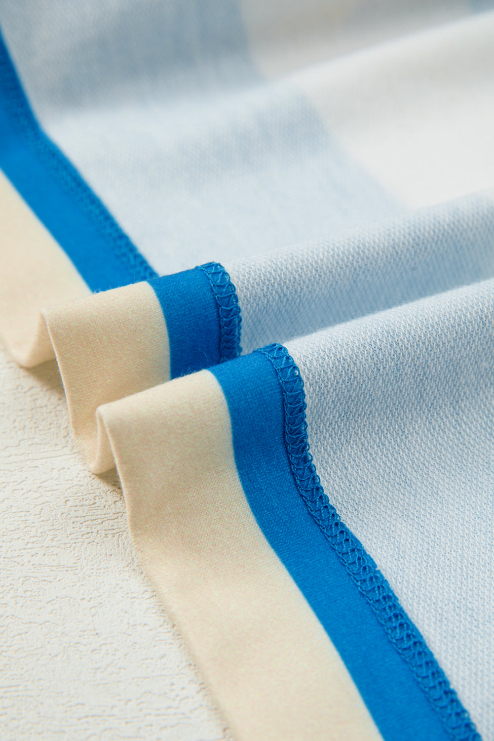 Blue Stripe Floral Color Block Drop Shoulder Plus Size Pullover Top