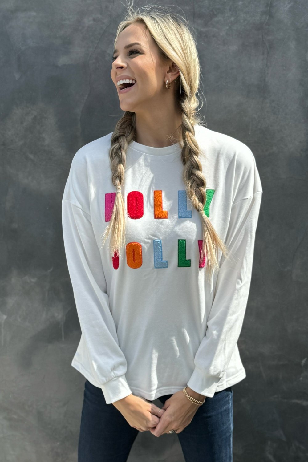 Holly Jolly Christmas Sweatshirt - Threaded Pear