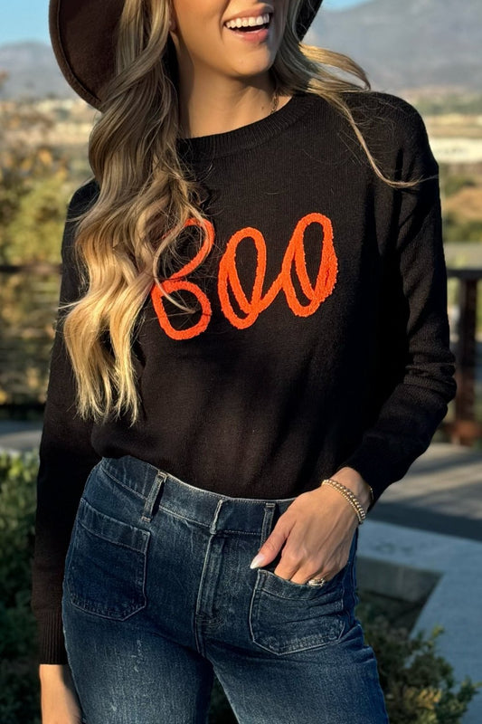 Boo Knitted Ribbed Sweater - Threaded Pear